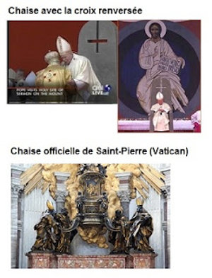 Question d’un lecteur : La chaise du Pape avec la croix renversée est-elle un signe satanique?