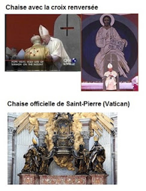 Question d’un lecteur : La chaise du Pape avec la croix renversée est-elle un signe satanique?